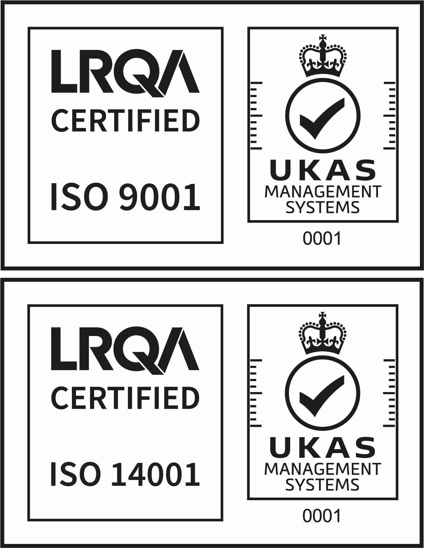 ISO 9001 · ISO 14001 · UKAS